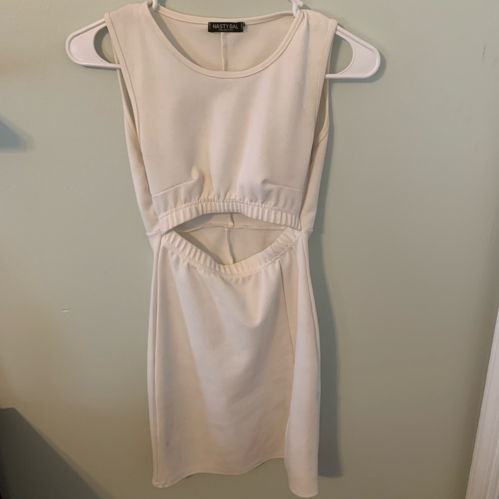 White dress with cut out